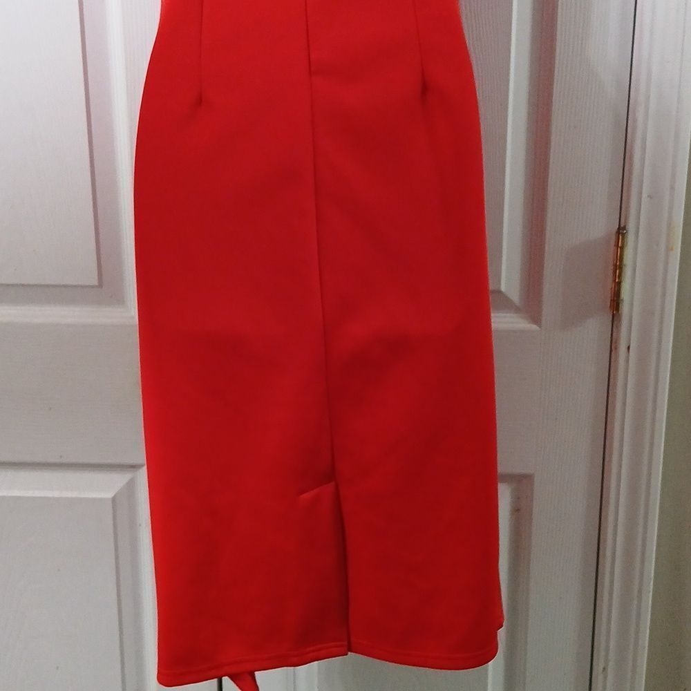 Holiday red ruffle side cinched holiday Christmas party  dress  Sz XL NWOT - Picture 8 of 10